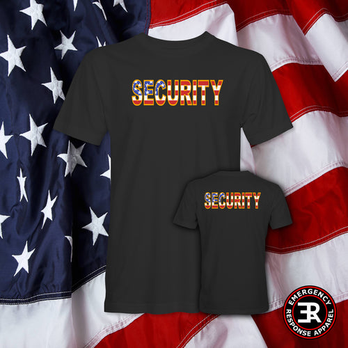 Black Security Shirt – American Flag Print