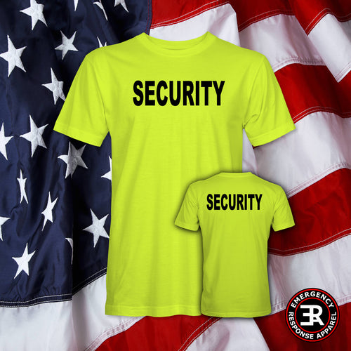 Safety Green Security Shirt – Black Print