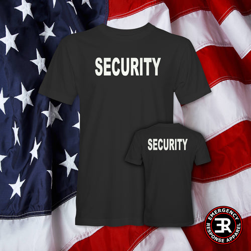 Black Security Shirt – White Print
