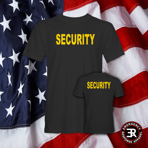 Black Security Shirt – Yellow Print